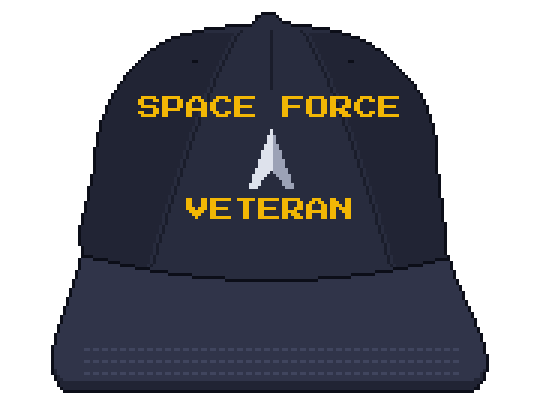 Space Force Veteran Hat, pixel art, spinning